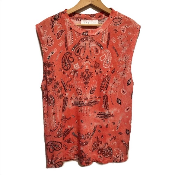 🍉 IRO Jeans Nungui Bandana Print Linen Tank Top - Picture 5 of 8